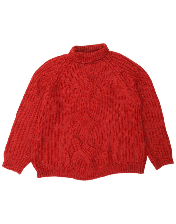 Massimo Dutti Womens Roll Neck Jumper Sweater UK 14 Medium Burgundy Acrylic