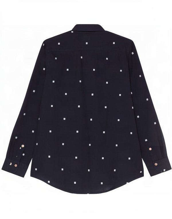 Chemise à manches 3/4 White Stuff pour femme UK 12 en coton géométrique bleu marine moyen