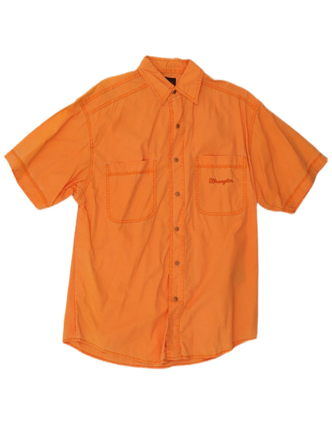 Wrangler Herren Kurzarmhemd Mittelorange Baumwolle