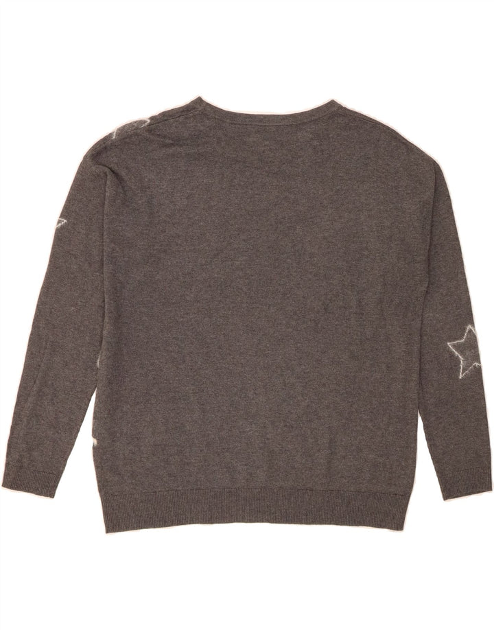 LAURA ASHLEY Womens Oversized Crew Neck Jumper Sweater UK 10 Small  Grey Vintage Laura Ashley and Second-Hand Laura Ashley from Messina Hembry 