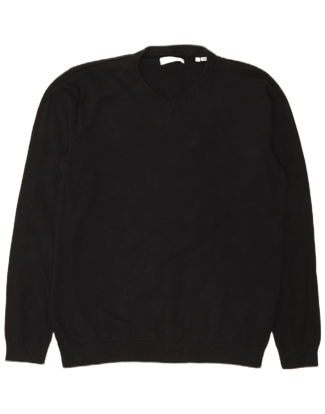 Jack & Jones Mens V-Neck Jumper Sweater Large Black Cotton
