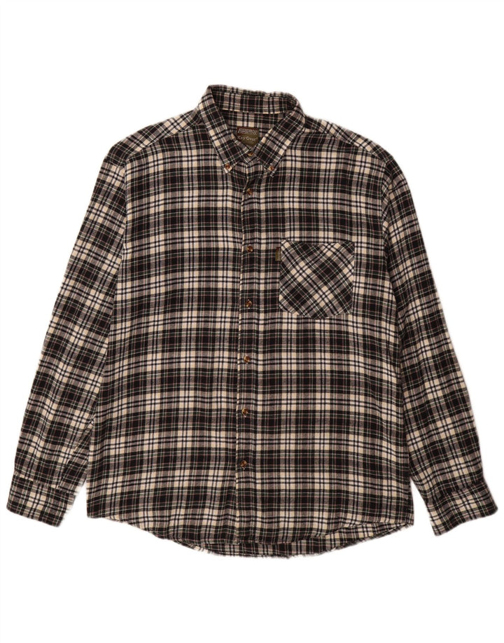 Vintage Mens Flannel Shirt Large Black Check Cotton