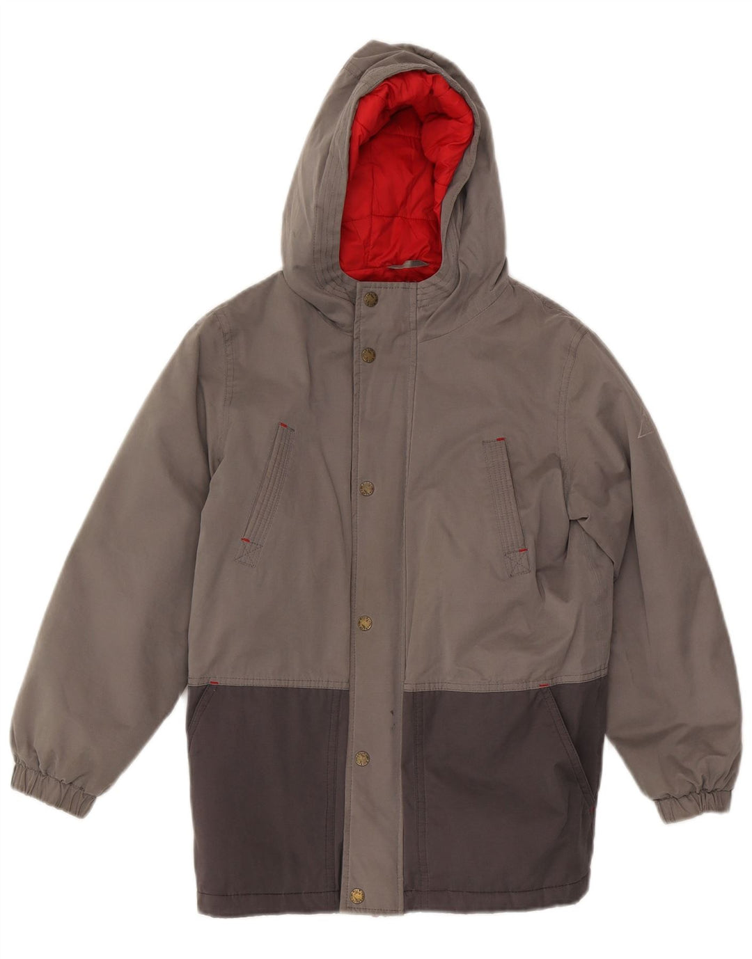 Wattierte Jacke mit Kapuze von Fat Face für Jungen, 11–12 Jahre, graues Colourblock-Polyester