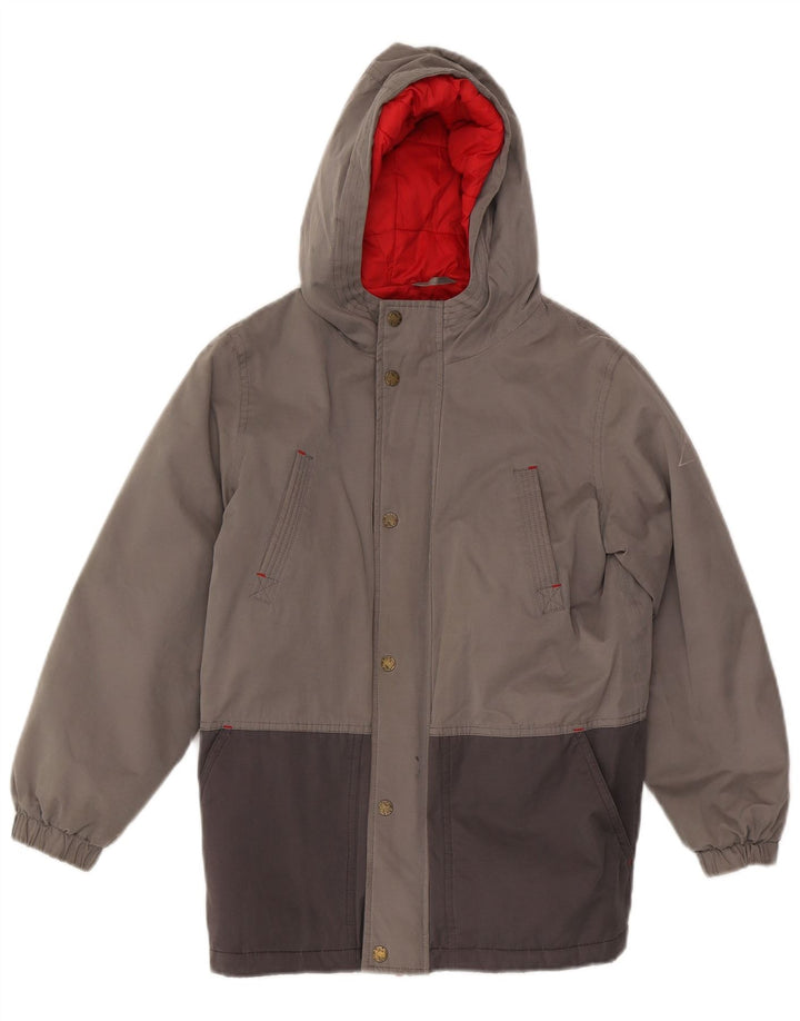 Wattierte Jacke mit Kapuze von Fat Face für Jungen, 11–12 Jahre, graues Colourblock-Polyester
