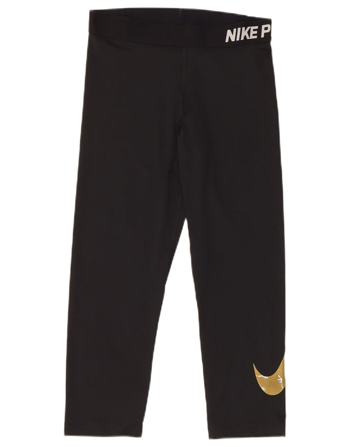 Женские леггинсы-капри с графическим рисунком Nike Dri Fit UK 12, средний черный полиэстер