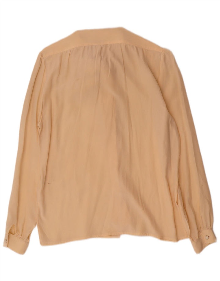 Camicetta vintage da donna con cravatta sul davanti IT 42 Seta gialla media