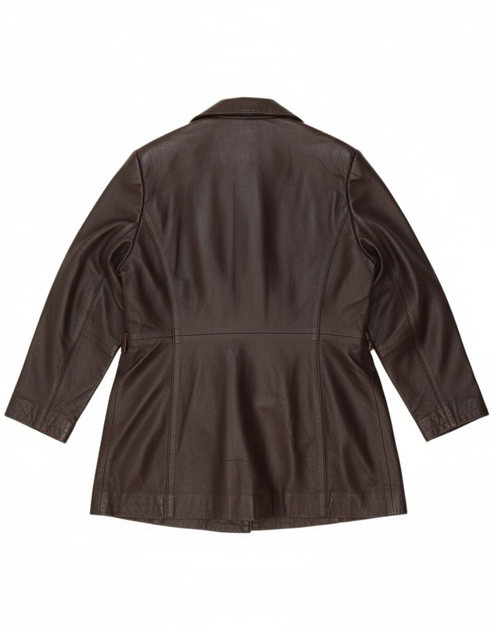 VINTAGE Womens Leather Jacket UK 14 Large Brown Leather