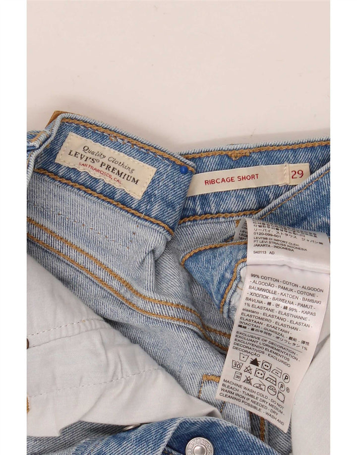 Levi's Womens Ribcage Distressed Denim Shorts W29 Medium Blue Cotton