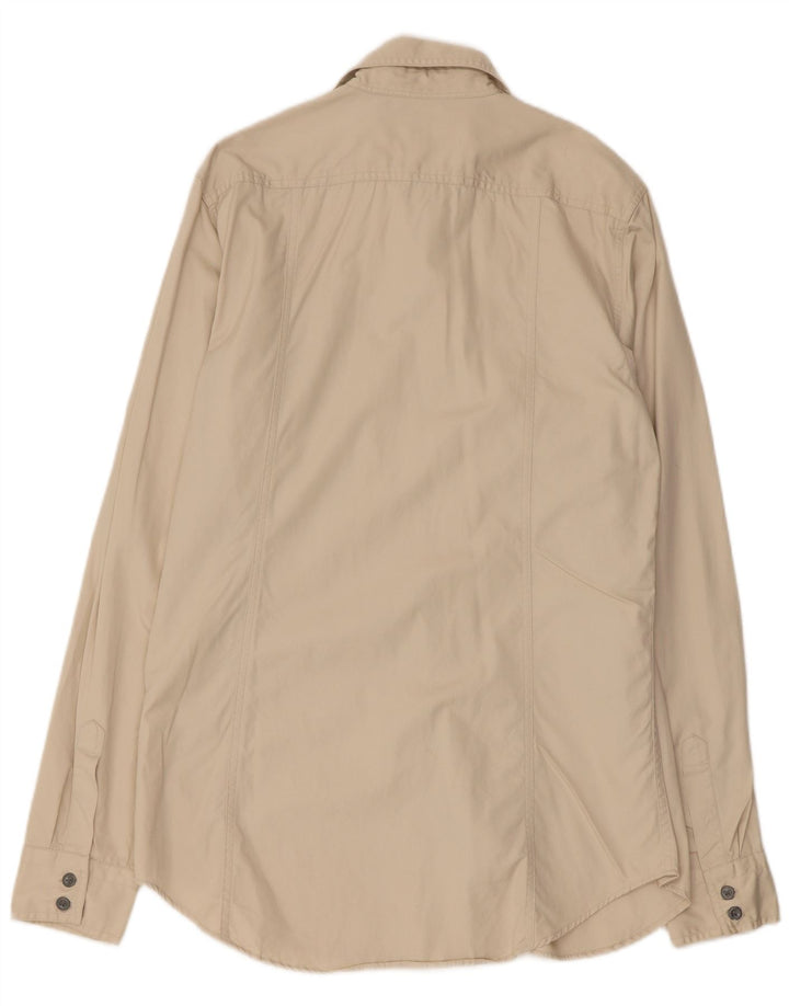CALVIN KLEIN JEANS Mens Shirt Large Beige Cotton