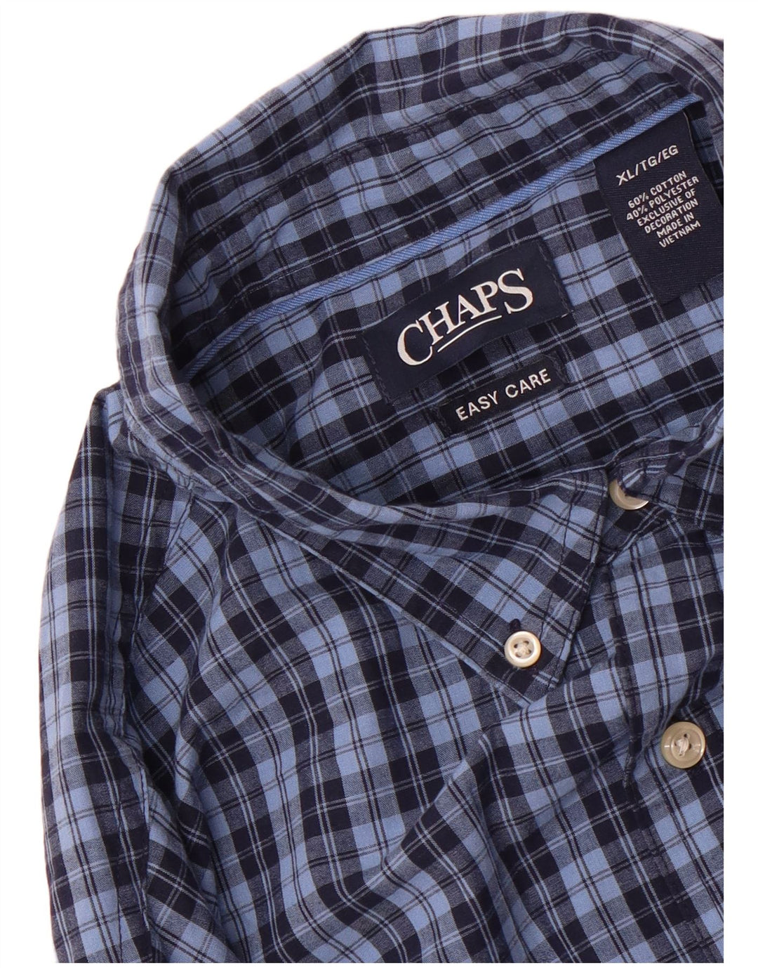 Chaps Herren-Flanellhemd XL, blau kariert, Baumwolle