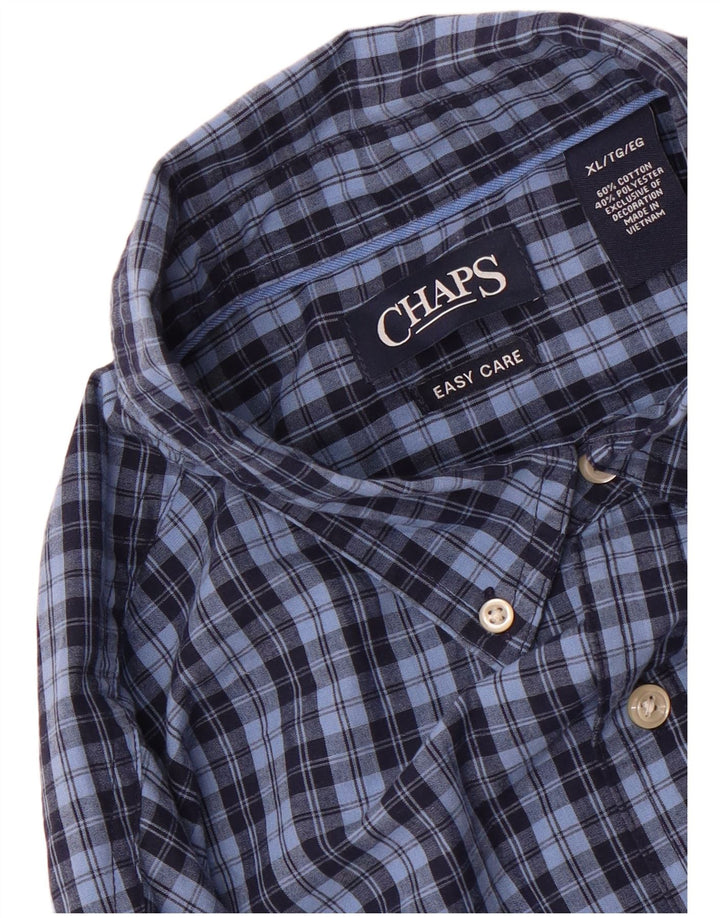 Chaps Herren-Flanellhemd XL, blau kariert, Baumwolle
