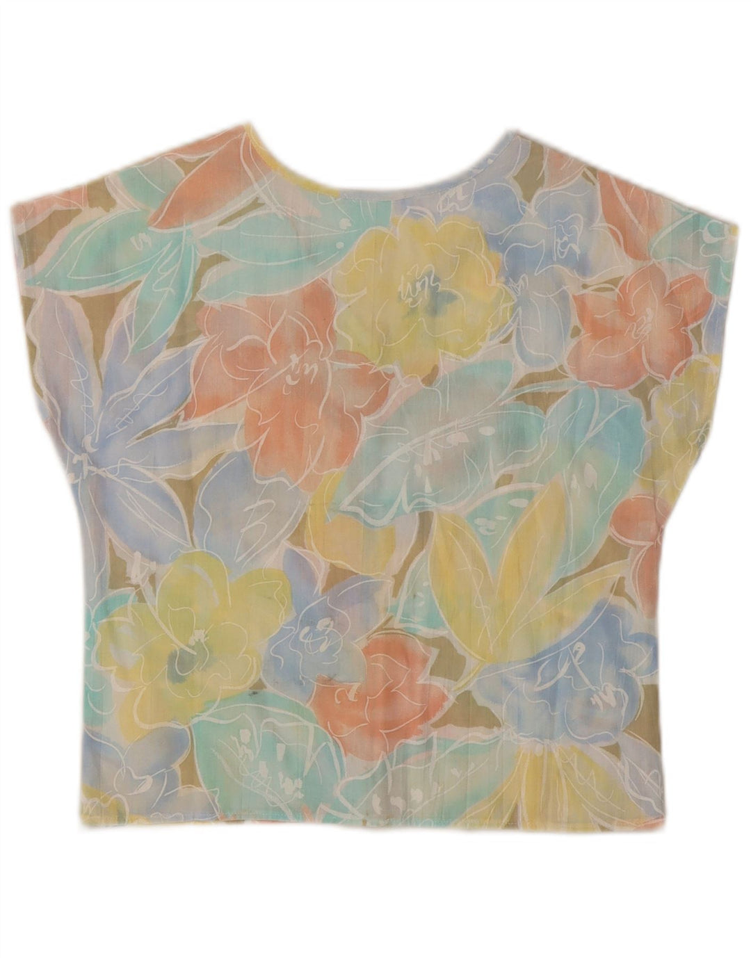 Impromptu Womens Crop Bluse Top UK 10 Small Multicolored Floral Polyester