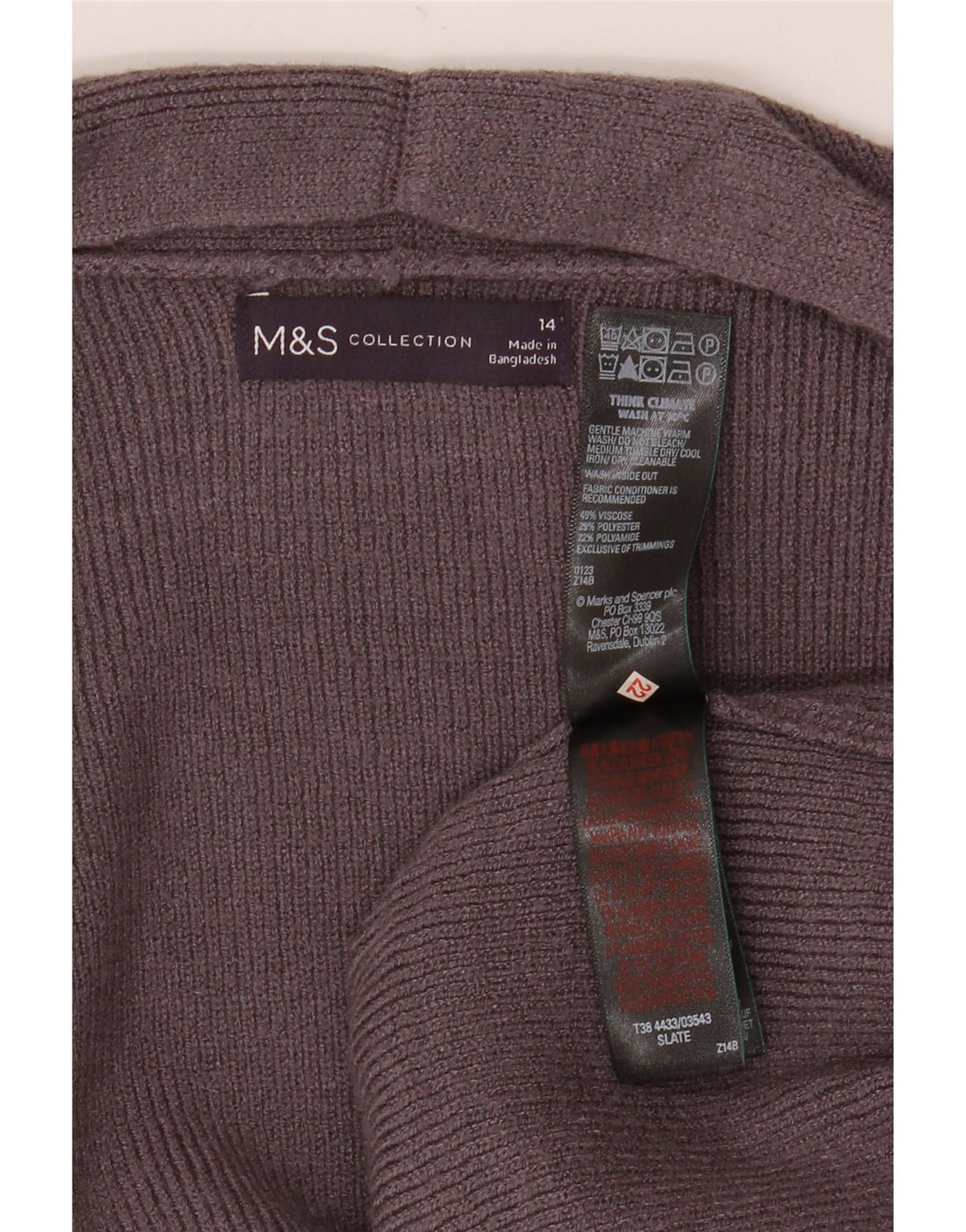 Marks & Spencer Pull cardigan ouvert long pour femme UK 14 Large Gris