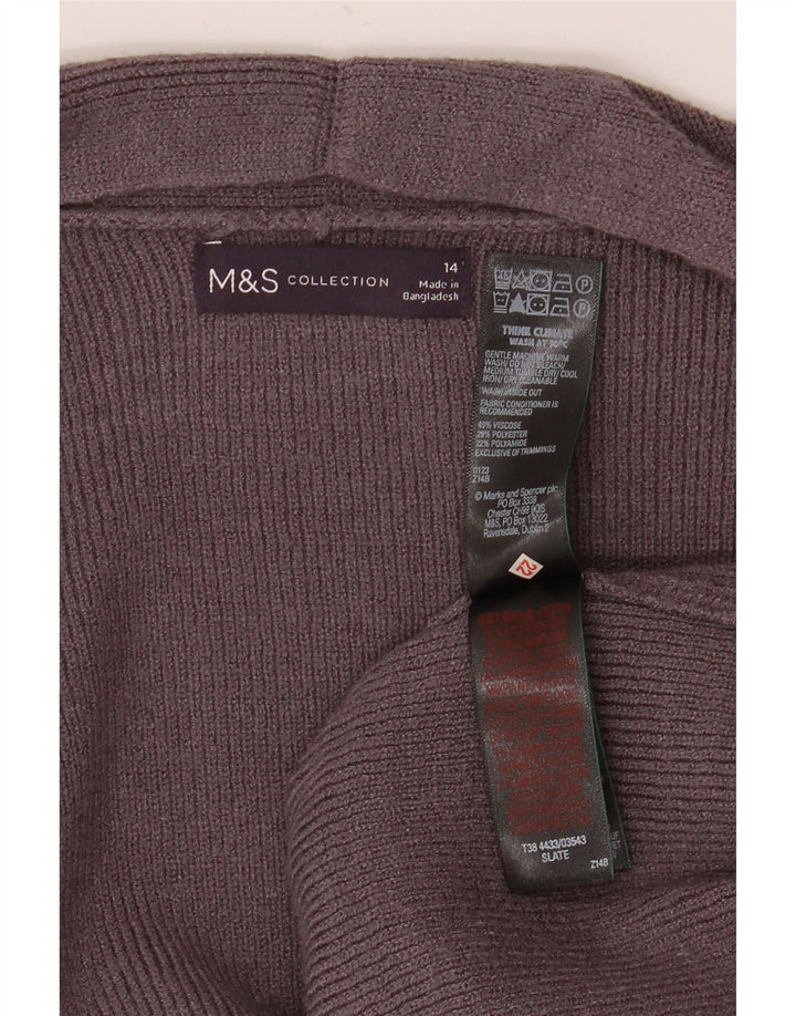 Marks & Spencer Pull cardigan ouvert long pour femme UK 14 Large Gris
