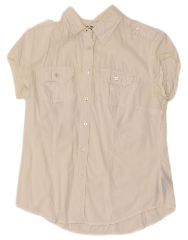 Tommy Hilfiger Womens Military Short Sleeve Shirt UK 6 XS White Cotton