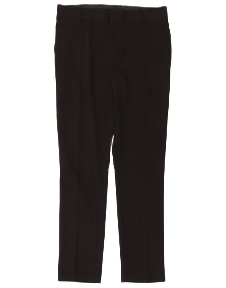 Marks & Spencer Boys Slim Suit Trousers 12-13 Years W32 L27 Black Polyester