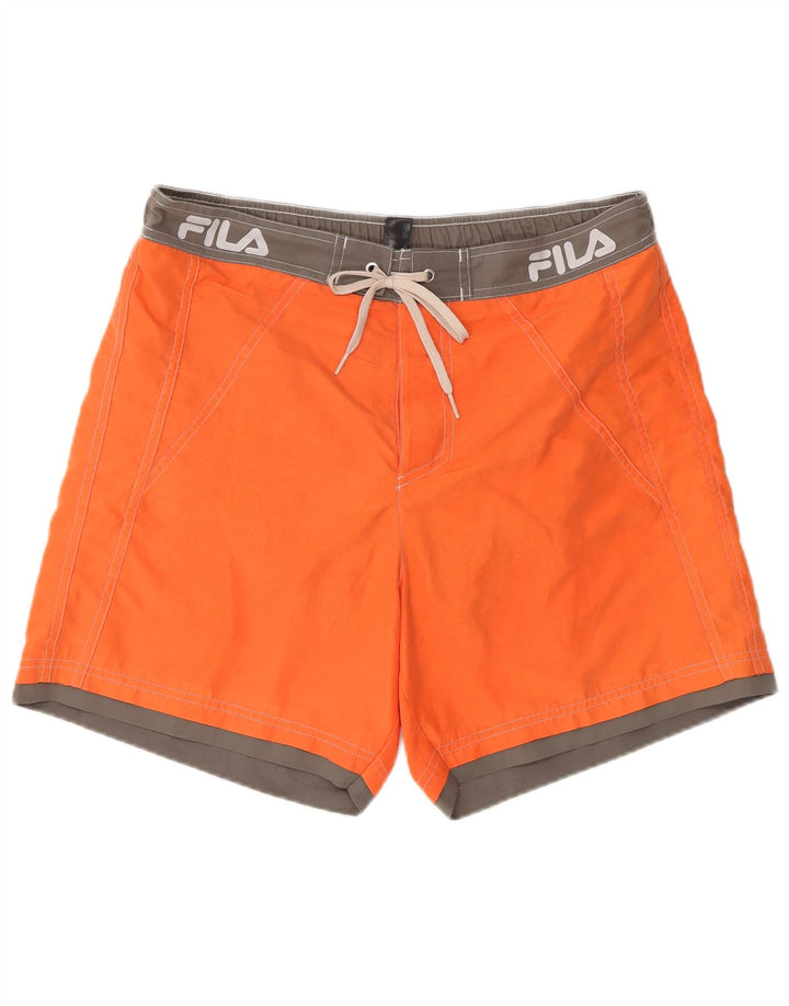 Fila Mens Graphic Swimming Shorts Large  Orange Colourblock Polyester