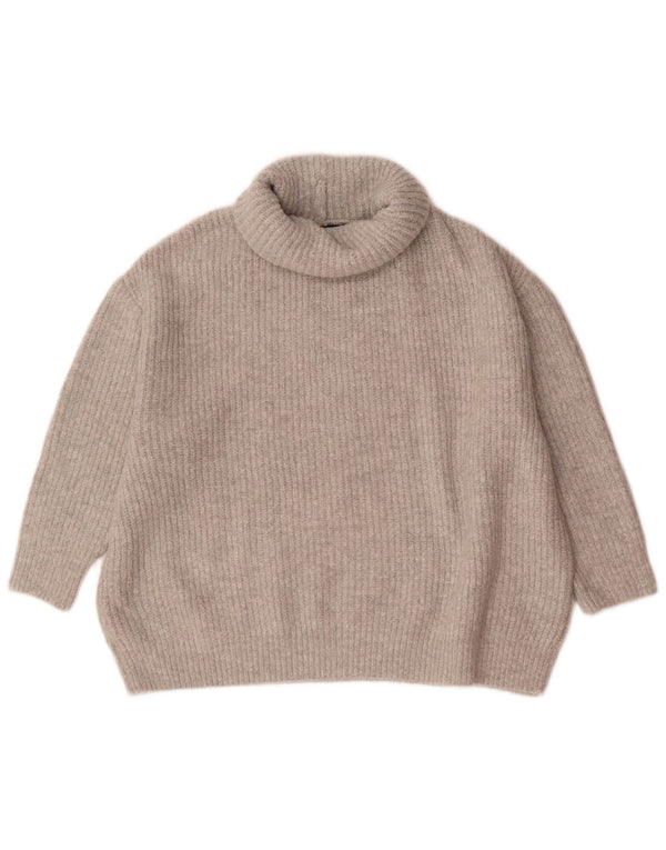 Pulover pentru femeie Zara cu mânecă 3/4 supradimensionată cu gât rulat, UK 10, gri mic