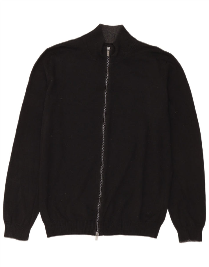 Massimo Dutti Herre Cardigan Sweater med fuld lynlås Stor sort bomuld