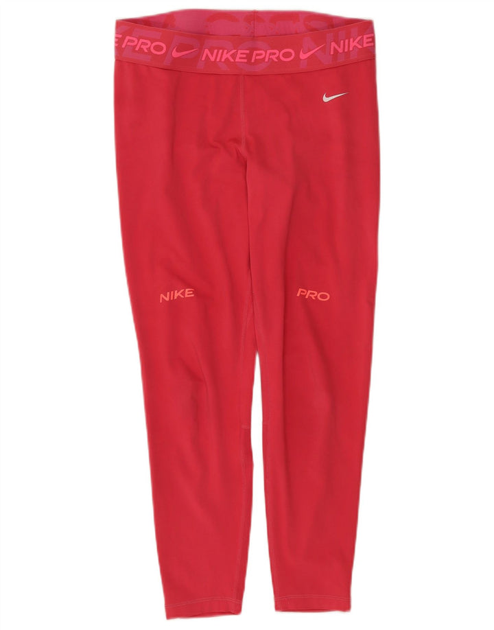 Nike Dame Dri Fit Grafiske Capri Leggings UK 14 Large Pink Polyester