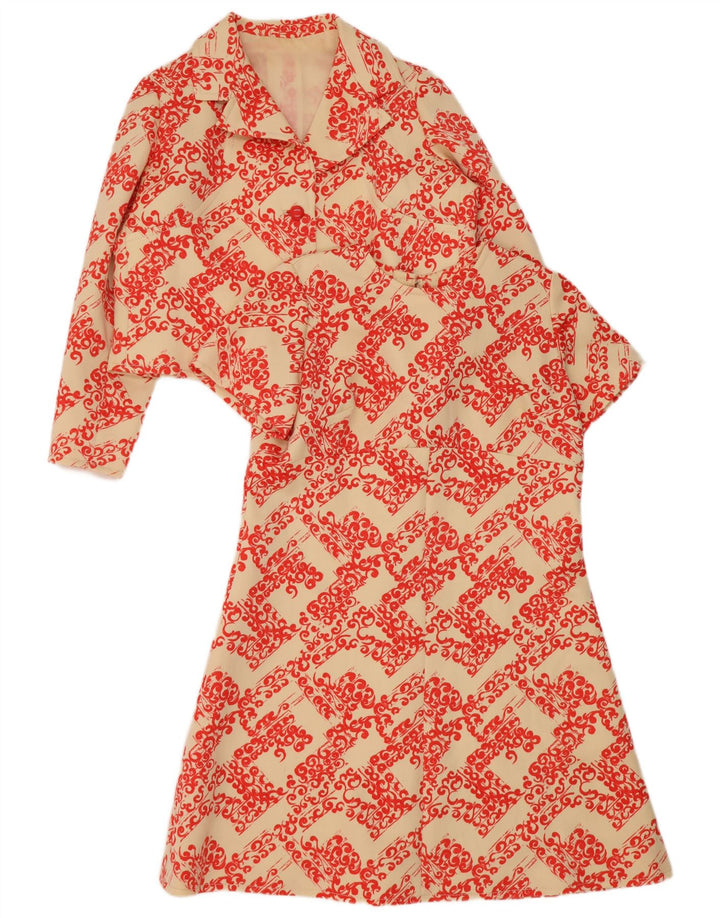 Vintage Womens 2 Piece Set UK 14 Large Beige Floral