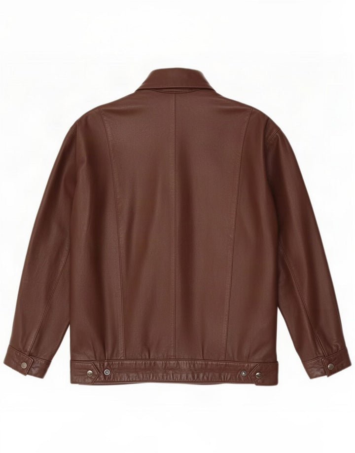 Chaqueta de cuero vintage para mujer UK 44 Marrón medio