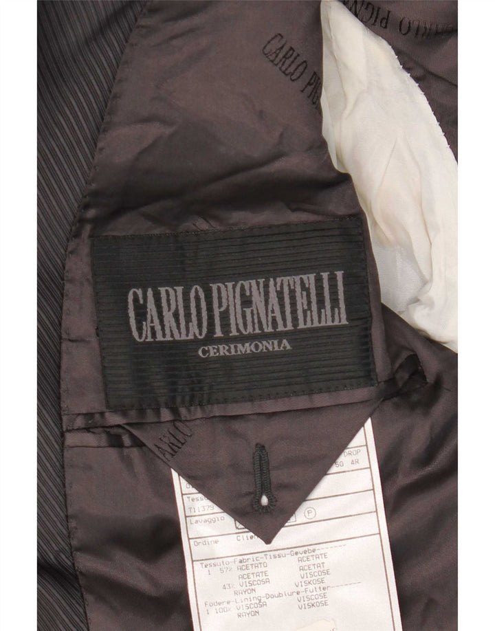 Carlo Pignatelli Mens 4 Button Blazer Jacket IT 50 Large Black Pinstripe