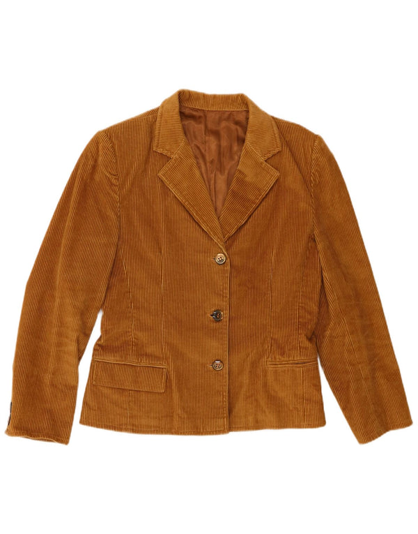 vintage Femmes 3 Bouton Corduroy Blazer Veste UK 12 Brun Moyen