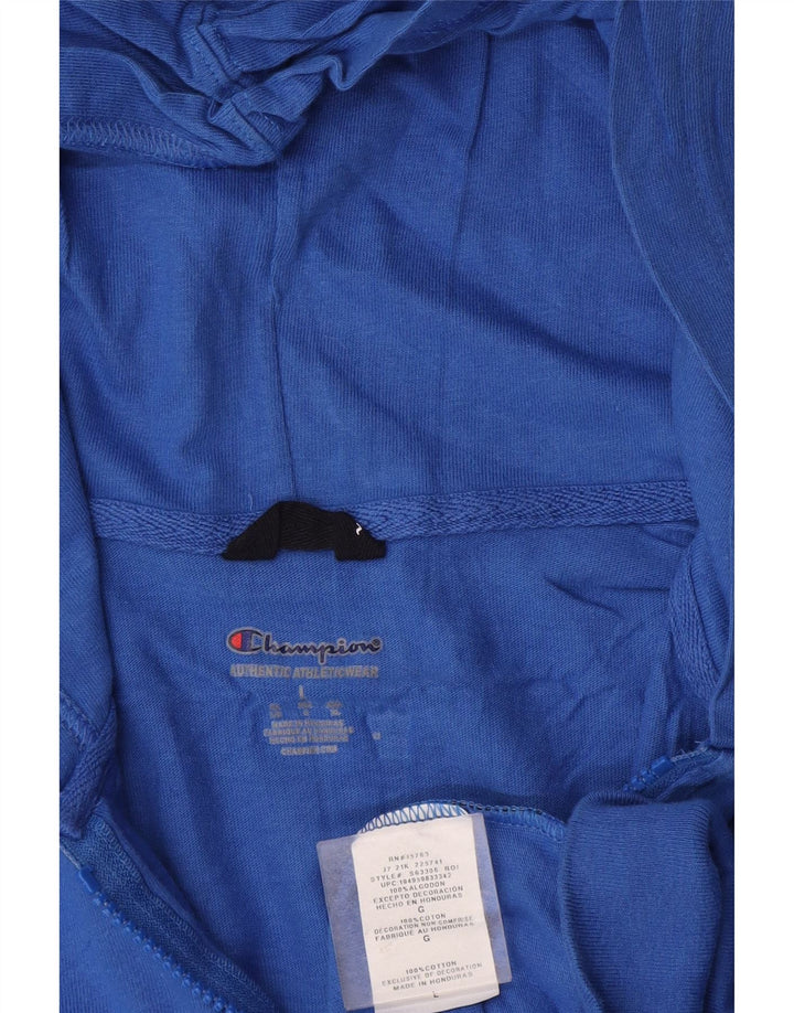 Champion Mens Zip Hoodie Sweater Large Blue Cotton