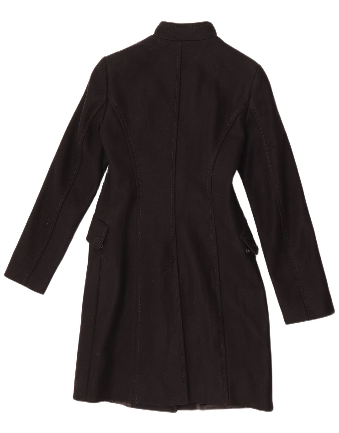 Benetton Womens Overcoat IT 42 Medium Black Wool