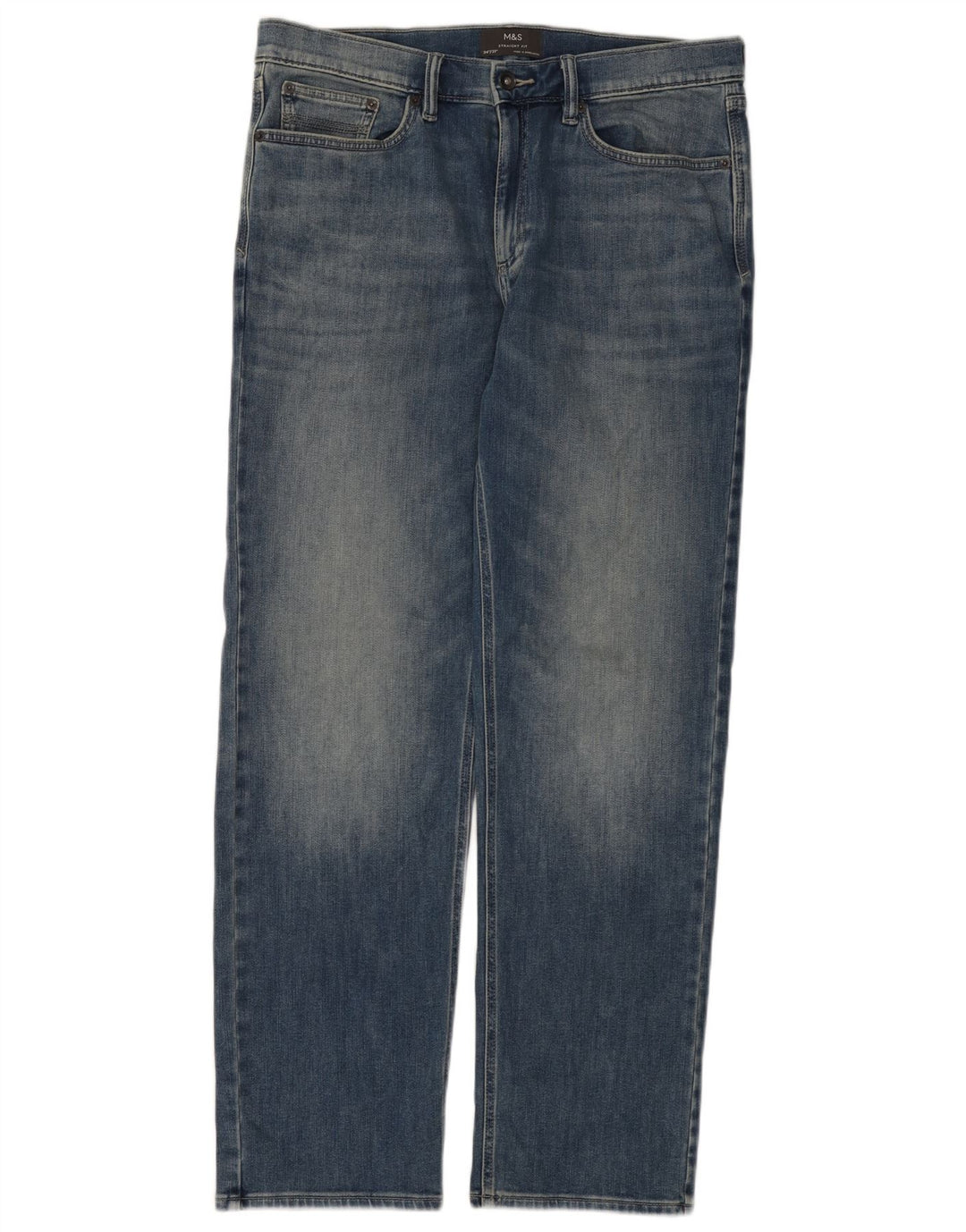 Marks & Spencer Mens Straight Jeans W34 L31 Blue Cotton