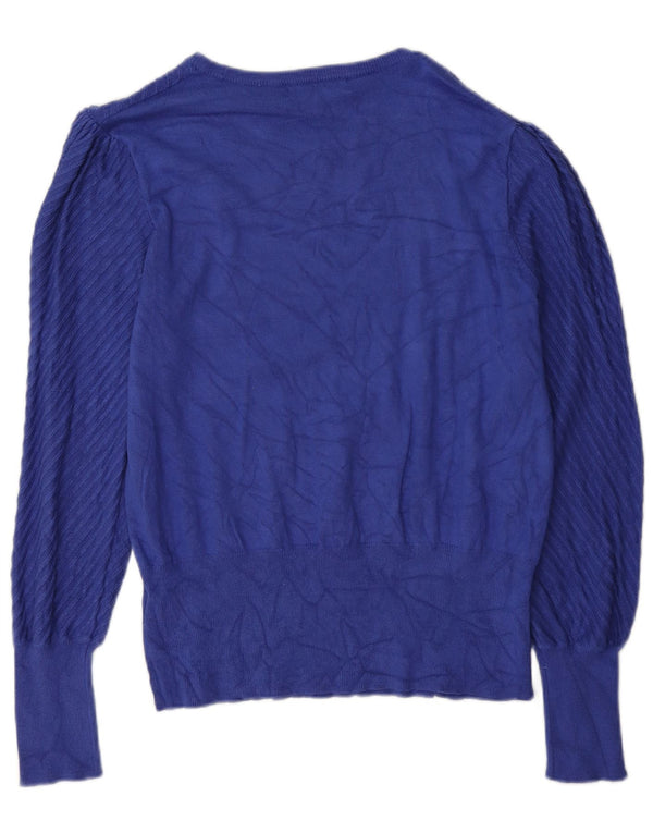 Marks & Spencer Womens Boat Neck Jumper Sweater UK 16 Large Blue Viscose