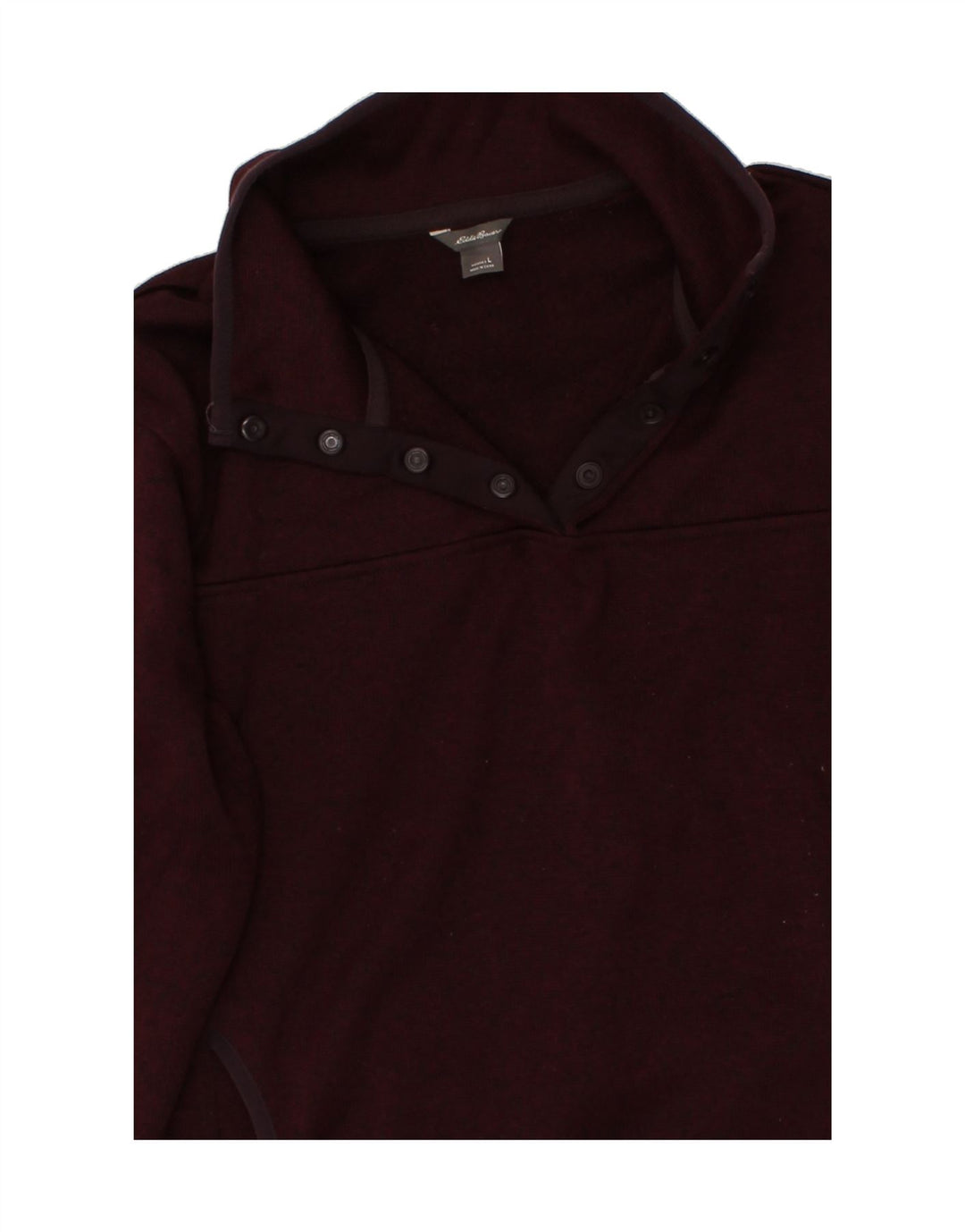 EDDIE BAUER Womens Button Neck Sweatshirt Jumper UK 16 Large Burgundy Vintage Eddie Bauer and Second-Hand Eddie Bauer from Messina Hembry 