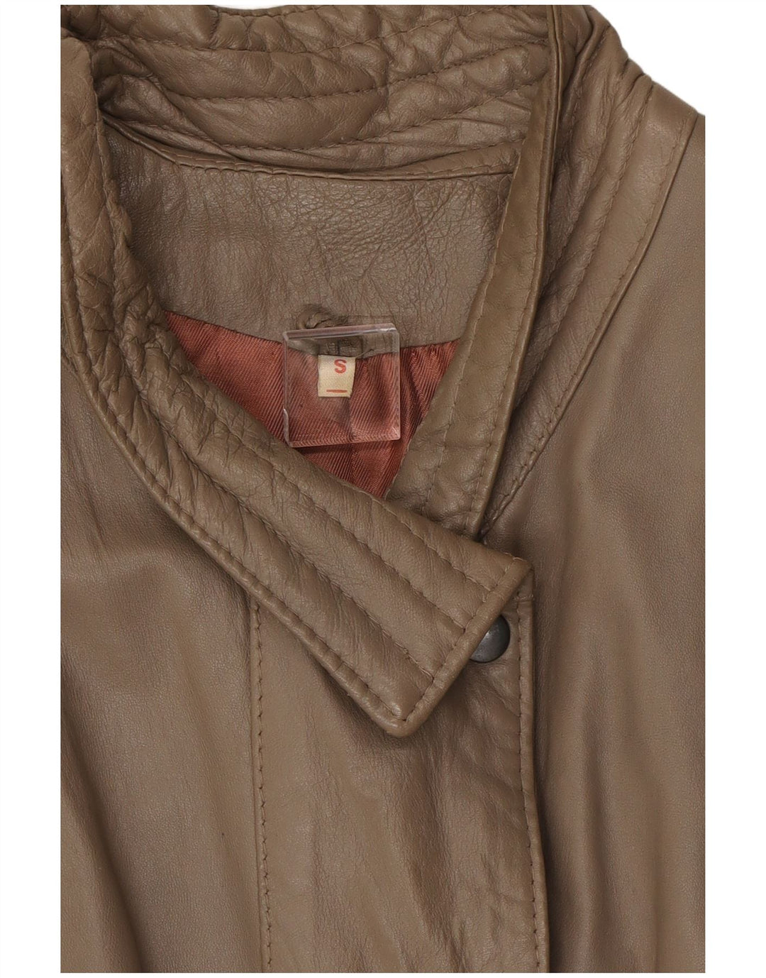 VINTAGE Womens Oversized Leather Coat UK 10 Small Brown