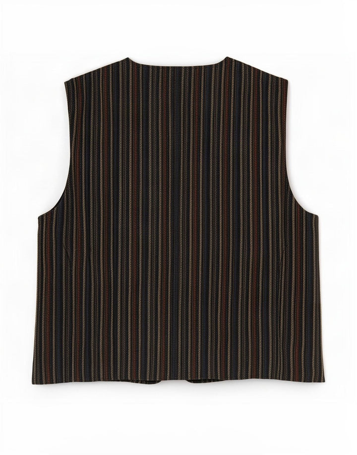 Chaleco Cartouche Para Hombre Poliéster A Rayas Beige Grande