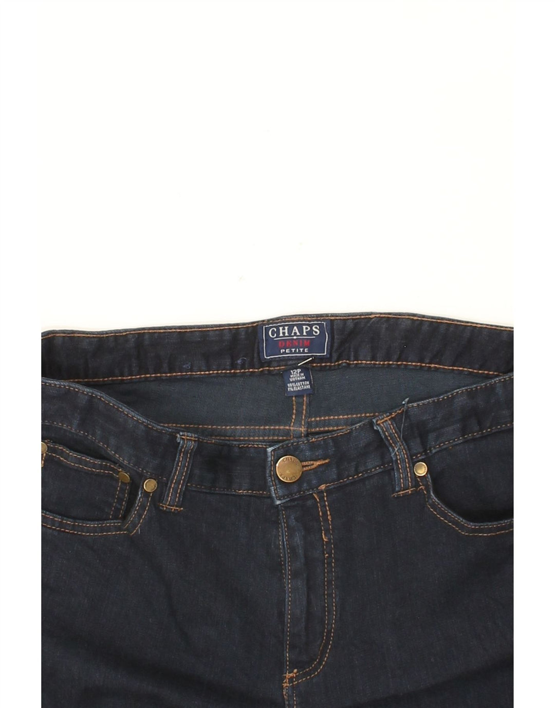 CHAPS Womens Petite Slim Jeans US 12 Large W34 L28 Navy Blue Vintage Chaps and Second-Hand Chaps from Messina Hembry 