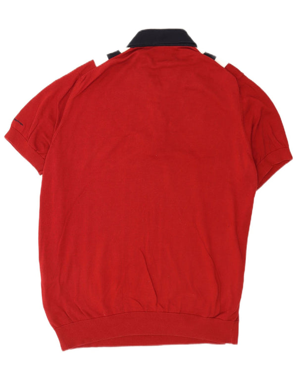 Męski sweter polo z krótkim rękawem Ben Sherman XL w kolorze czerwonym