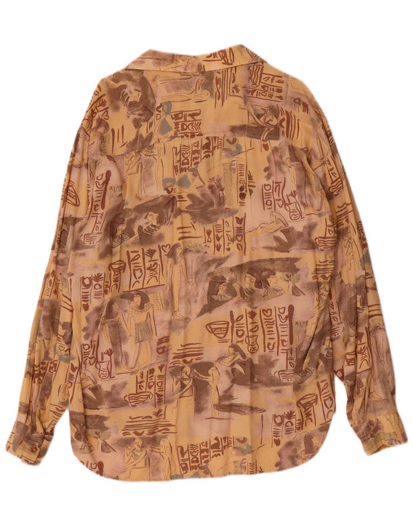 Vintage Mens Graphic Shirt XL Beige Viscose