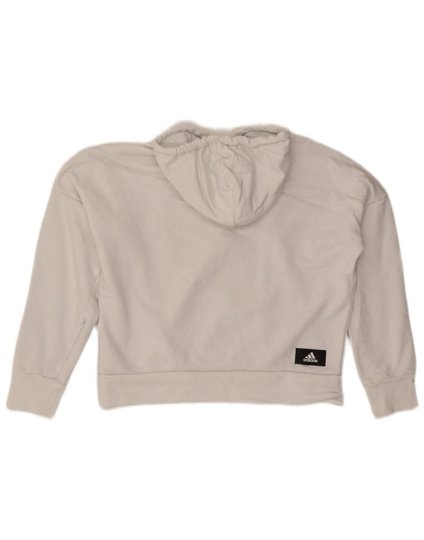 Maglione con cappuccio grafico oversize da donna Adidas UK 4/6 XS cotone bianco