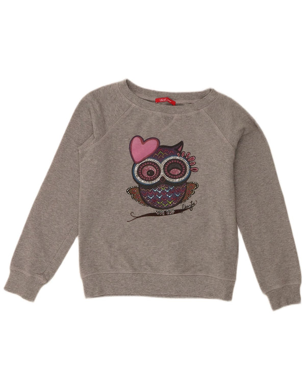 Liu Jo Girls Graphic Sweatshirt Jumper 11-12 Years Grey Cotton