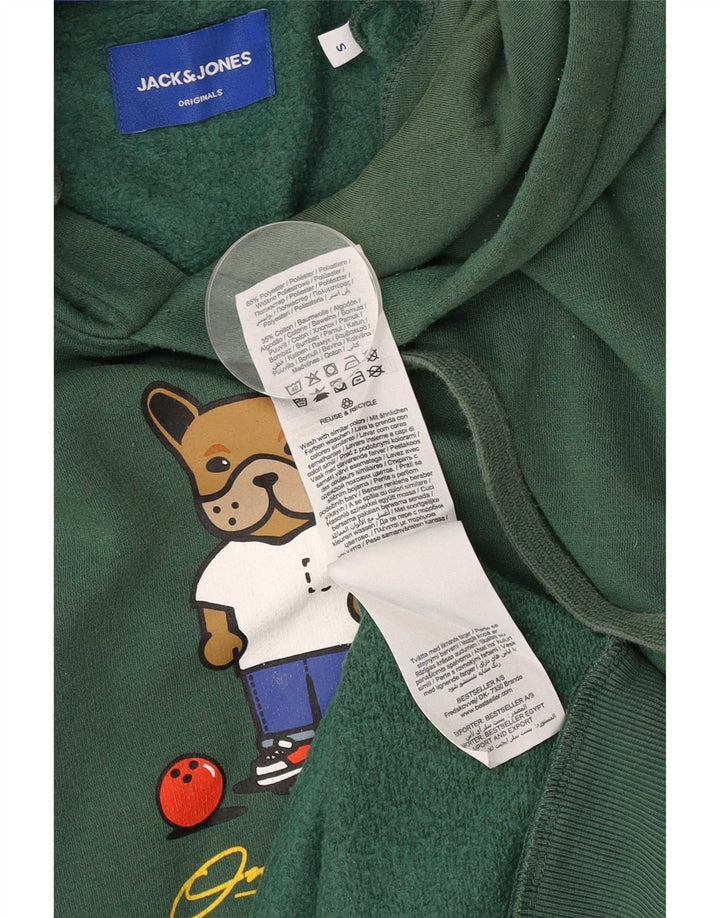 Jack & Jones Mens Graphic Hoodie Jumper Small Green Polyester