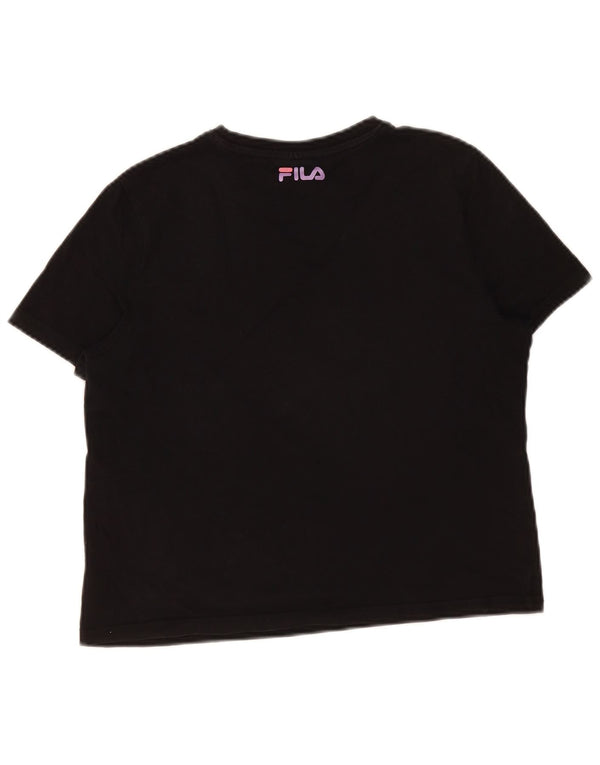 T-shirt grafica corta da donna Fila Top UK 12 cotone nero medio