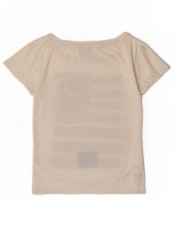Tommy Hilfiger Damen-T-Shirt mit Grafik, UK 14, mittelweiße Baumwolle