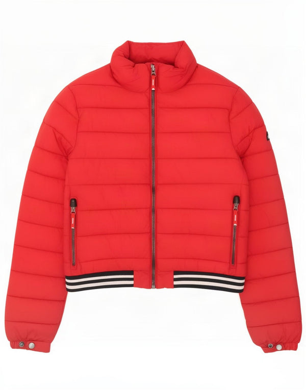Superdry Damen Wattierte Jacke UK 14 Large Red Polyester