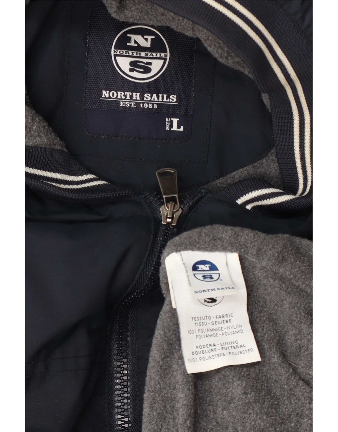 North Sails Herren-Bomberjacke mit Kapuze, UK 40, Größe L, Marineblau, Polyamid
