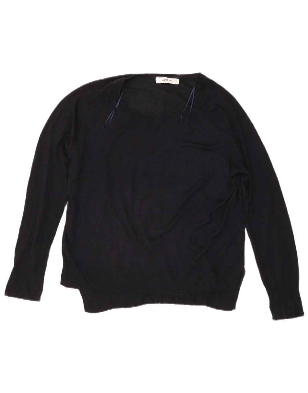 Zara Womens Boat Neck Jumper Sweater UK 14 Medium Navy Blue