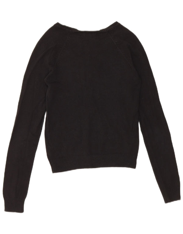 Zara Womens Crop V-hals sweater UK 8 Small Black Bomuld