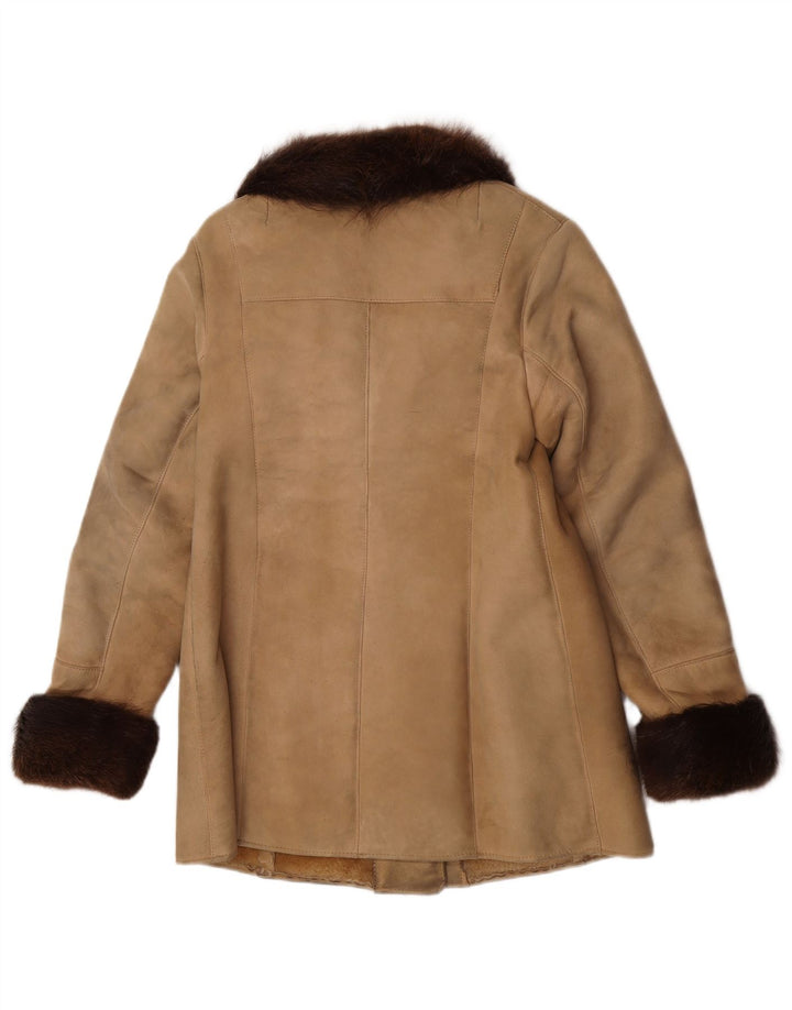 Vintage Dame Shearling Coat UK 10 Small Beige