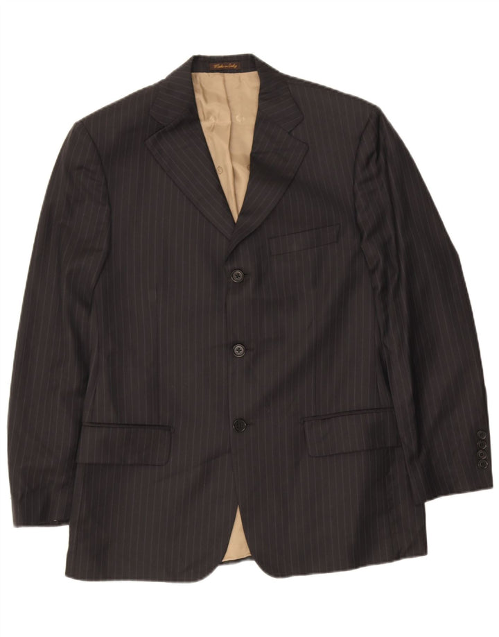 Marks & Spencer Mens 3 Button Blazer Jacket UK 38 Medium Black Pinstripe