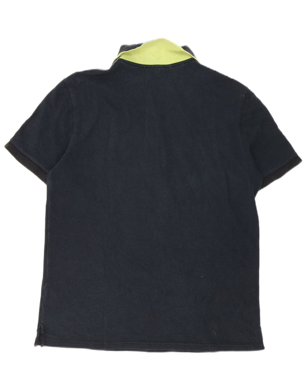 Trussardi Jeans Mens Polo Shirt Large Black Striped Cotton